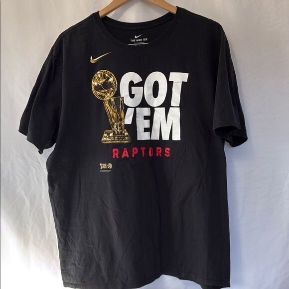 2019 Nike Toronto Raptors T Shirt Mens Medium Black Got Em NBA Champions Tee - Picture 1 of 3